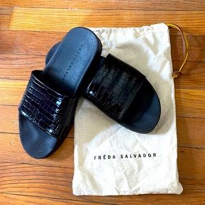 Freda Salvador Lea Sport Slide - black embossed croc